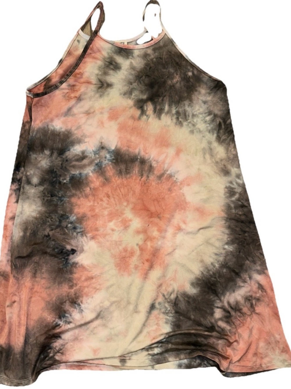 Wallflower Tie-Dye Halter Dress in Peach, Black, Cream
